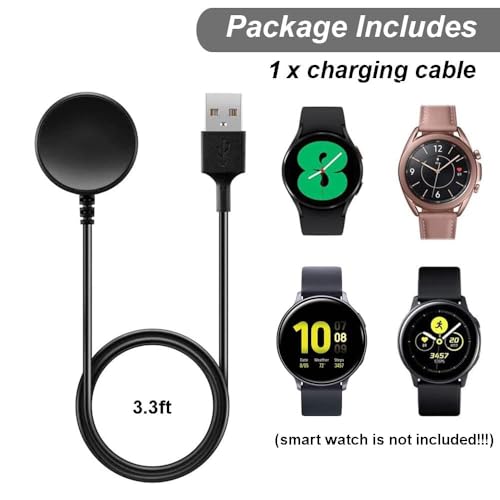 MARVIK Charger for Samsung Galaxy Watch 6/6 Classic, 5/5 Pro, 4/4 Classic, 3, Active 2/1, 3.3ft USB Magnetic Wireless Charger - Black - Image 5