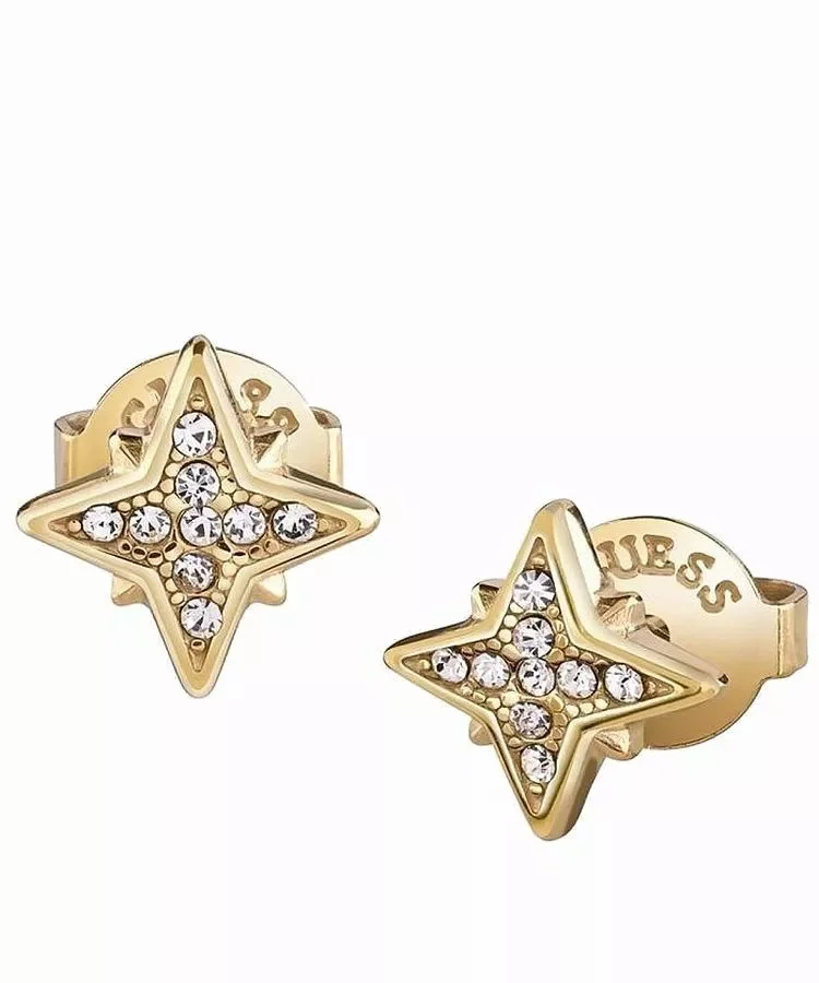 GUESS LADY'S 8MM STARS STUDS EARRING GOLD