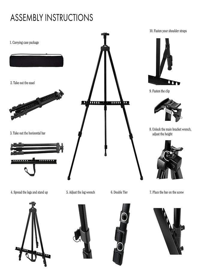 SYGA Adjustable Aluminium Artist Display Easel Stand with Black Carry Case - Image 4