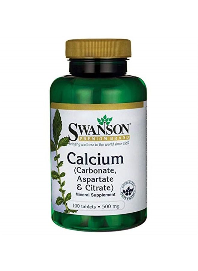 SWANSON Calcium (Carbonate Aspartate & Citrate) 500 Milligrams 100 Tabs - Image 2