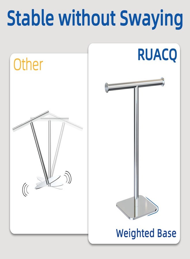 RUACQ Hand Towel Stand, 16" T-Shape Hand Towel Holder Stand for Bathroom, Kitchen and Countertop Towel Holder 304 Stainless Steel Hand Towel Rack with Weighted Base (Chrome) - Image 3