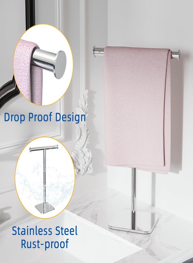 RUACQ Hand Towel Stand, 16" T-Shape Hand Towel Holder Stand for Bathroom, Kitchen and Countertop Towel Holder 304 Stainless Steel Hand Towel Rack with Weighted Base (Chrome) - Image 4