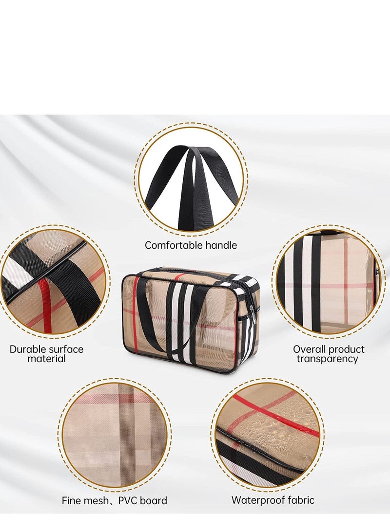 MIXDE 3 Pack Toiletry Bag, Water-resistant PVC Makeup Cosmetic Bag with Zipper Handle Carry Pouch Portable Travel Organizer Storage Bag Set for Women - Image 5