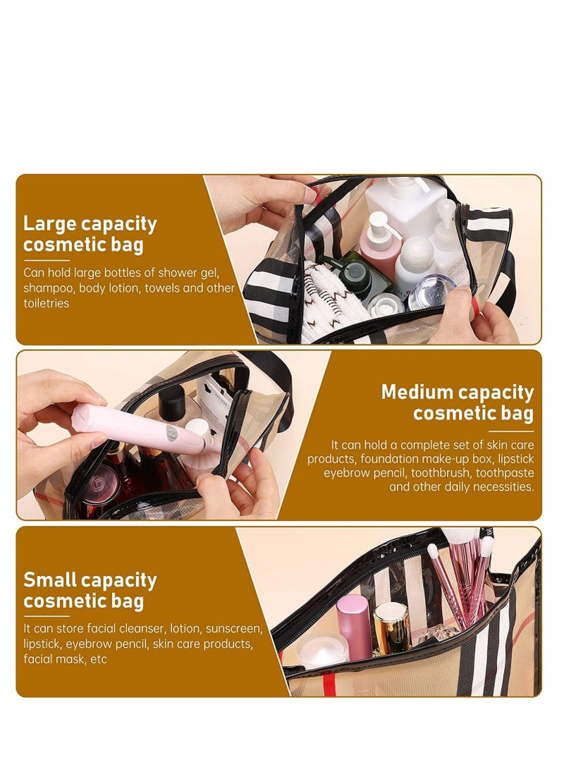 MIXDE 3 Pack Toiletry Bag, Water-resistant PVC Makeup Cosmetic Bag with Zipper Handle Carry Pouch Portable Travel Organizer Storage Bag Set for Women - Image 3