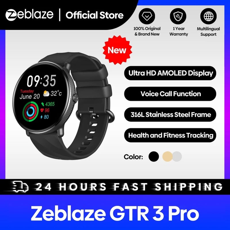 زيبليز ساعة ذكية [World Premiere] Zeblaze GTR 3 Pro Fitness & Wellness Smart Watch Amoled Display 316L Stainless Steel Smartwatch For Women, Starlight Silver - Image 2