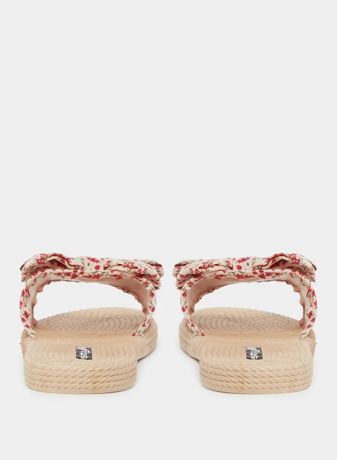 Styli Styli Floral Print Bow Detail Slides