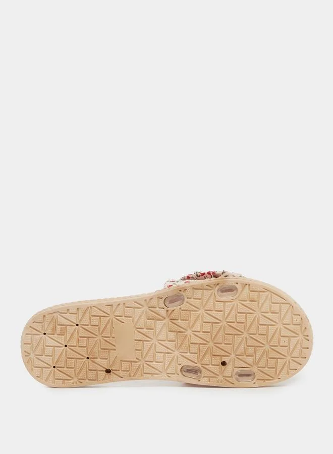 Styli Styli Floral Print Bow Detail Slides