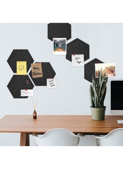 Navaris Hexagon Felt Board Tiles Set Of 6 Notice Memo Bulletin Boards With Push Pins Pack 5.9 X 7 Inches (15 X 17.7 Cm) Dark Grey  - Image 4
