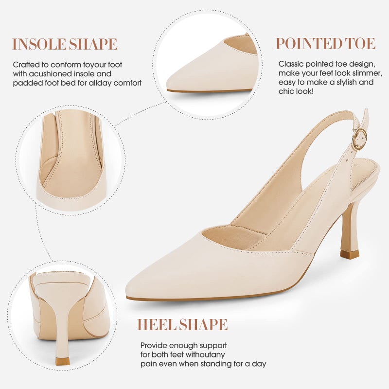 Rilista Womens Slingback Pumps Closed Pointed Toe Kitten Heel Sandals Wedding Evening Party Dress Shoes - Image 5