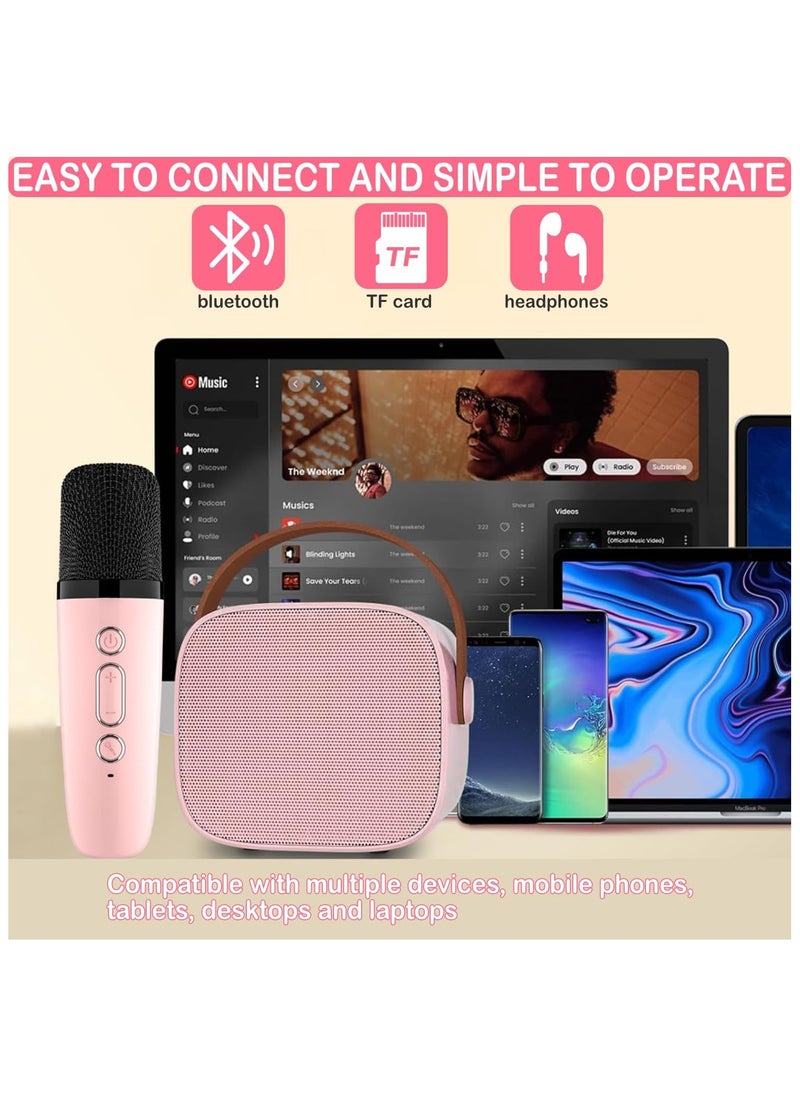 NNEWVANTE Mini Karaoke Machine for Kids & Adult, 4-12 Years Old Girls Birthday Gift for Girls & Boys, Karaoke Toys Gifts for Girls Ages 4, 5, 6, 7, 8, 9, 10, 12 +Year Old Birthday Party(PINK)  - Image 4