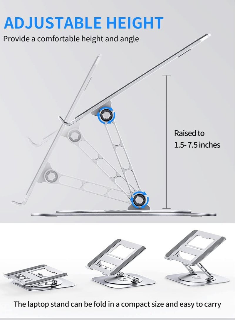 MissTiara حامل لابتوب قابل للتعديل للمكتب مع قاعدة دوارة 360° حامل كمبيوتر محمول قابل للطي متوافق مع ماك بوك إير برو ديل إكس بي إس والمزيد من أجهزة اللابتوب 10-17" - Image 3