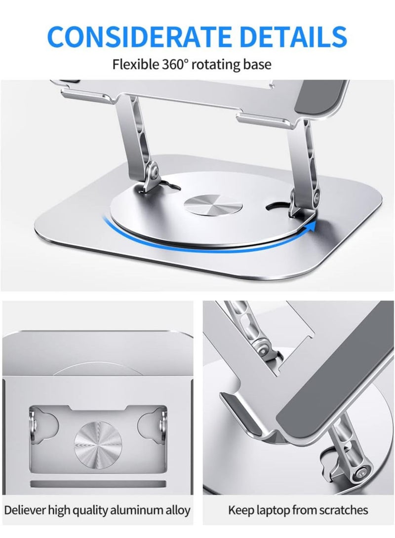MissTiara حامل لابتوب قابل للتعديل للمكتب مع قاعدة دوارة 360° حامل كمبيوتر محمول قابل للطي متوافق مع ماك بوك إير برو ديل إكس بي إس والمزيد من أجهزة اللابتوب 10-17" - Image 5