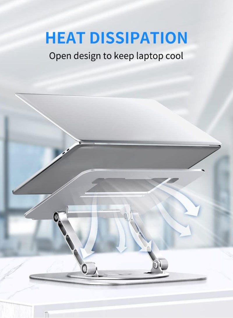 MissTiara حامل لابتوب قابل للتعديل للمكتب مع قاعدة دوارة 360° حامل كمبيوتر محمول قابل للطي متوافق مع ماك بوك إير برو ديل إكس بي إس والمزيد من أجهزة اللابتوب 10-17" - Image 4