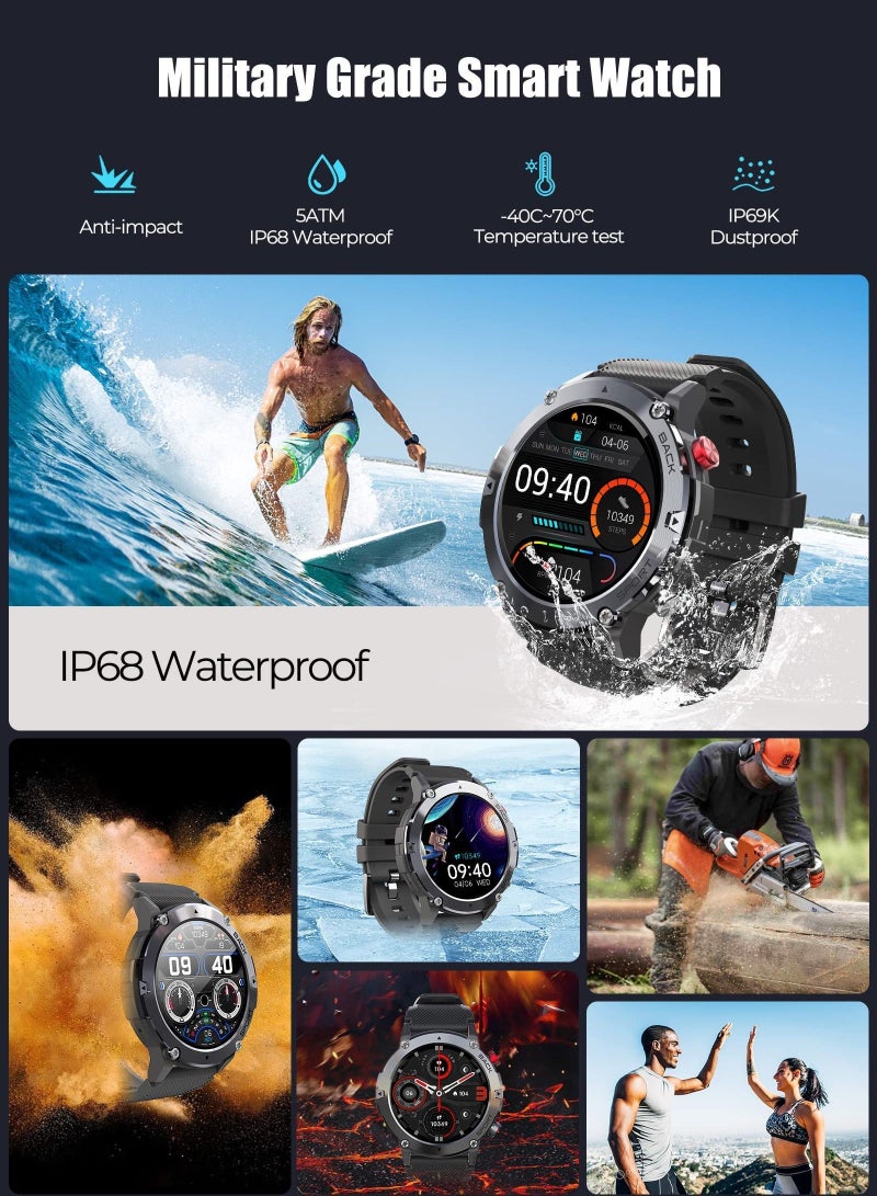 Y&D Smart Watch for Men, Fitness Smartwatch with Bluetooth Call, IP68 Waterproof, Heart Rate Monitor, Sleep Tracker, and 20+ Sports Modes Android iOS - Image 3