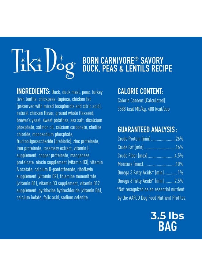 Tiki Dog Born Carnivore For Dogs, Savory Duck, Peas & Lentils Recipe, Grain Free Baked Kibble For Maximum Nutrition, For Adult Dogs And All Size Breed Dogs, 3.5 Lbs Bag - Image 3