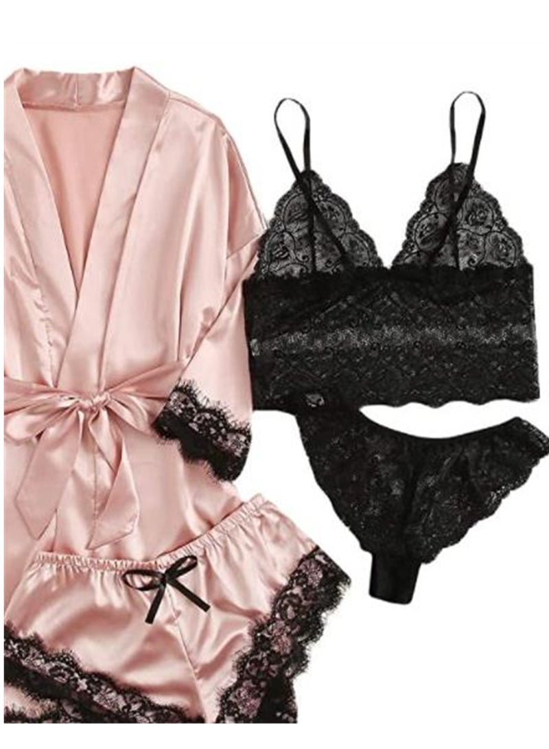 4pcs pajamas women's home pajamas lace pajamas set  - Image 4
