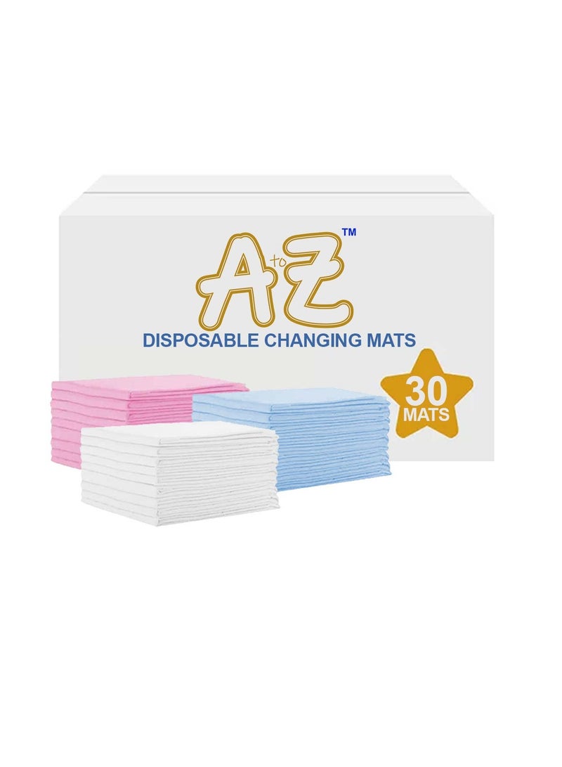 STAR BABiES A to Z  Disposable Changing Mats - 45 x 60cm - Large Pack of 30 - Blue/Pink/White-Rainbow  - Image 1
