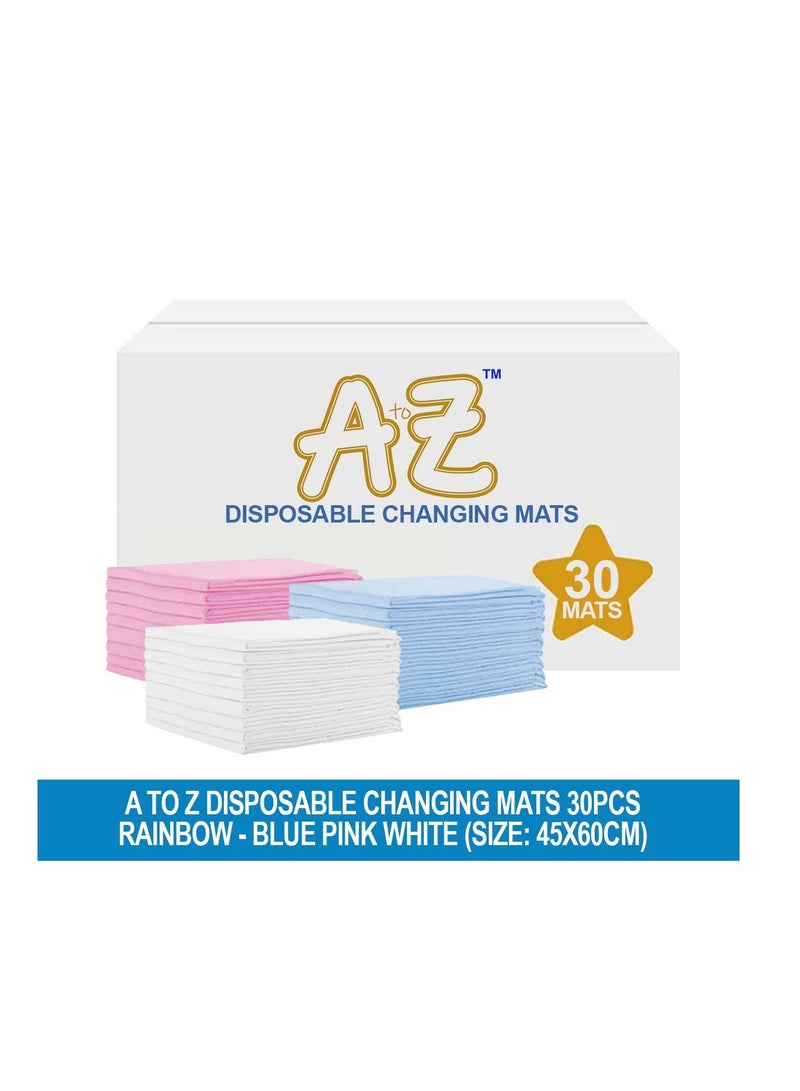 STAR BABiES A to Z  Disposable Changing Mats - 45 x 60cm - Large Pack of 30 - Blue/Pink/White-Rainbow  - Image 2