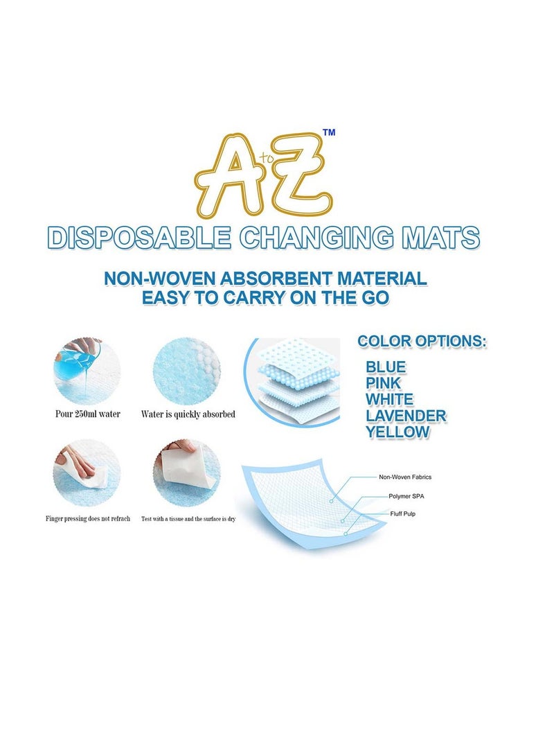 STAR BABiES A to Z  Disposable Changing Mats - 45 x 60cm - Large Pack of 30 - Blue/Pink/White-Rainbow  - Image 3