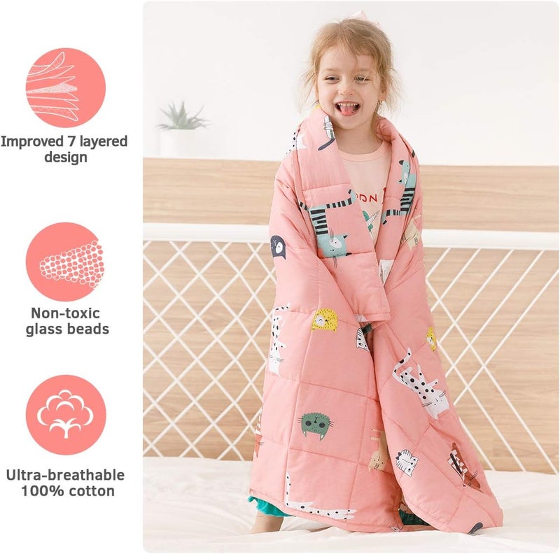Mr. Sandman Weighted Blanket 7 lbs Twin/Full-Size Bed, Best for 50-90lb Cozy Cotton Blanket with Glass Beads - 41" x 60" Cute Cat - Image 2