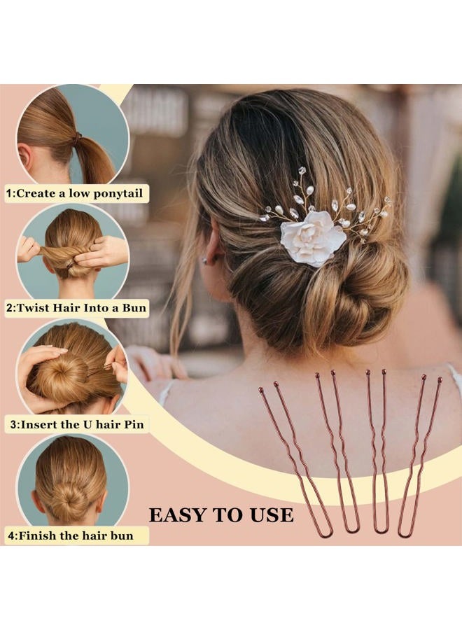 AITRAI 200PCS Brown Bobby Pins and U-shaped Hair Pins Set with Box, 2.4 Inch - Image 4