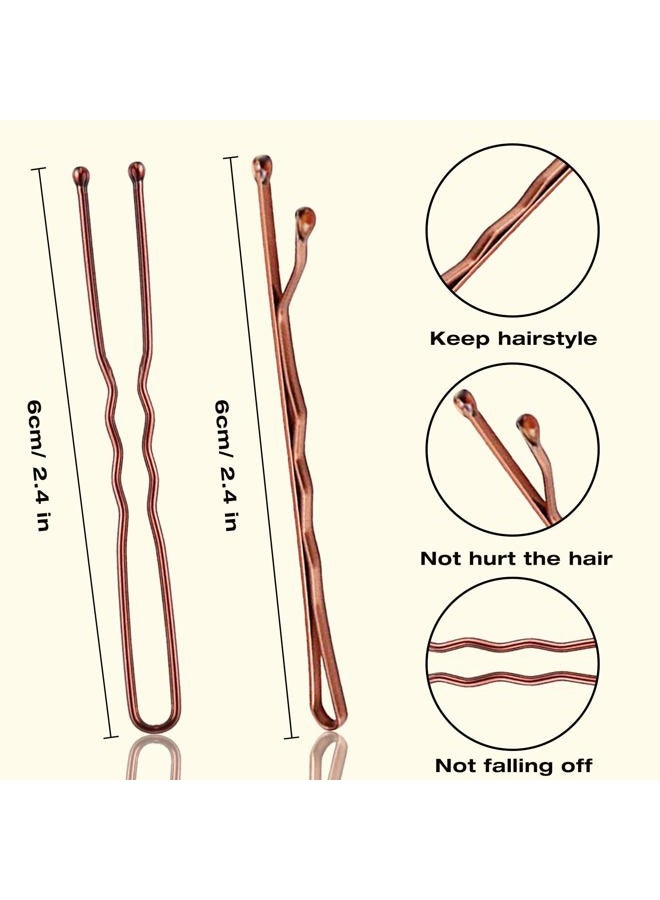 AITRAI 200PCS Brown Bobby Pins and U-shaped Hair Pins Set with Box, 2.4 Inch - Image 2