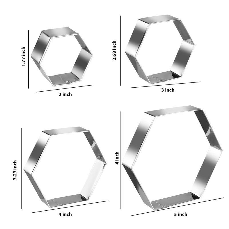 ANCKNE Regular Hexagon Cookie Cutter Set Large Stainless Steel Honeycomb Geometric Frame Plaque Cookie Cutters Shapes Molds 1 Inch Depth - Image 3