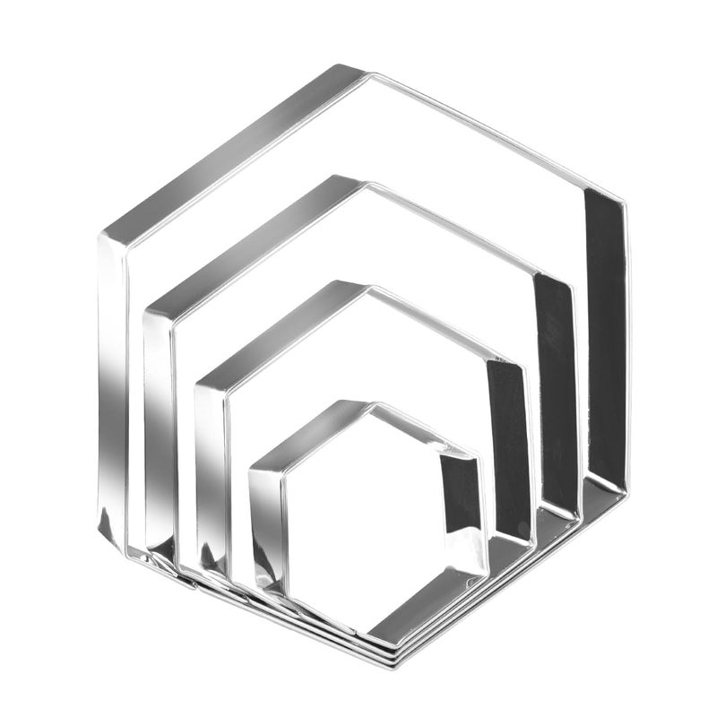 ANCKNE Regular Hexagon Cookie Cutter Set Large Stainless Steel Honeycomb Geometric Frame Plaque Cookie Cutters Shapes Molds 1 Inch Depth - Image 1