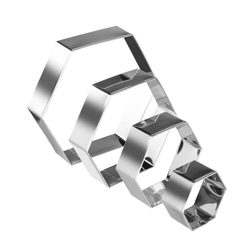 ANCKNE Regular Hexagon Cookie Cutter Set Large Stainless Steel Honeycomb Geometric Frame Plaque Cookie Cutters Shapes Molds 1 Inch Depth - Image 5