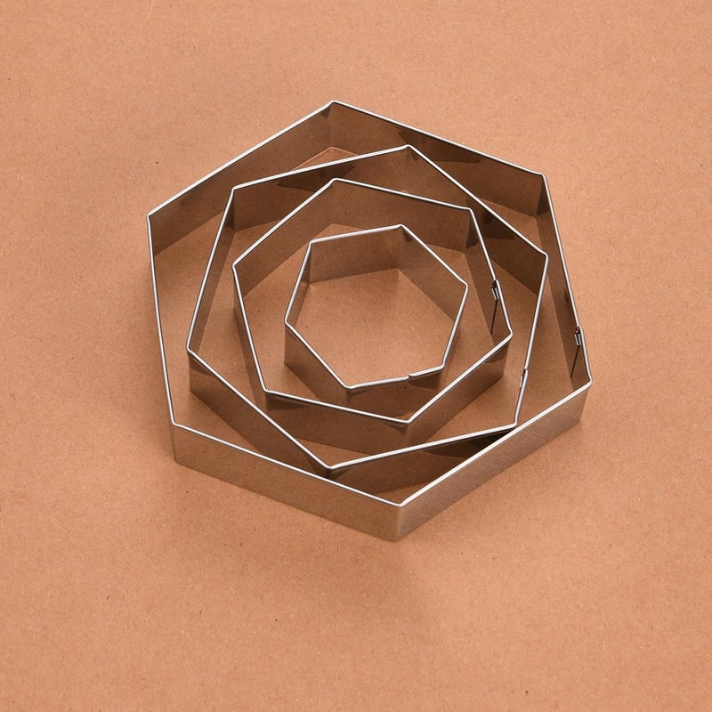 ANCKNE Regular Hexagon Cookie Cutter Set Large Stainless Steel Honeycomb Geometric Frame Plaque Cookie Cutters Shapes Molds 1 Inch Depth - Image 4