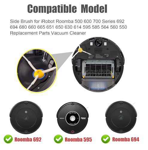 Detetap Side Brush Replacement for iRobot Roomba 500 & 600 & 700 Series 600 610 620 694 692 760 770 780 676 675 695 677 671 690 680 660 650 620 614 Vacuum Cleaner 6-Pack - Image 2