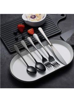 LENND Black Silverware Set,20 Piece Stainless Steel Flatware Cutlery Set for 4, Mirror Finish, Dishwasher Safe  - Image 2