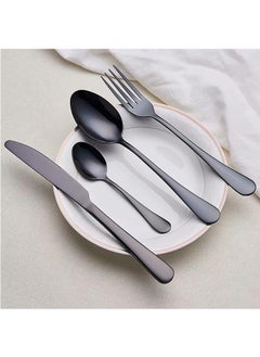 LENND Black Silverware Set,20 Piece Stainless Steel Flatware Cutlery Set for 4, Mirror Finish, Dishwasher Safe  - Image 4