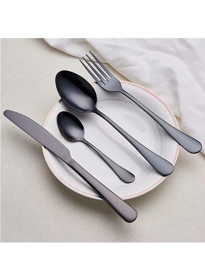 LENND Black Silverware Set,20 Piece Stainless Steel Flatware Cutlery Set for 4, Mirror Finish, Dishwasher Safe  - Image 4