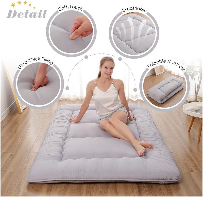 XICEN Japanese Floor Mattress, Futon Mattress with Portable Storage Bag and Washable Cover, Roll Up Thick Tatami Mat Suitable for Camping, Guest Room - Image 4