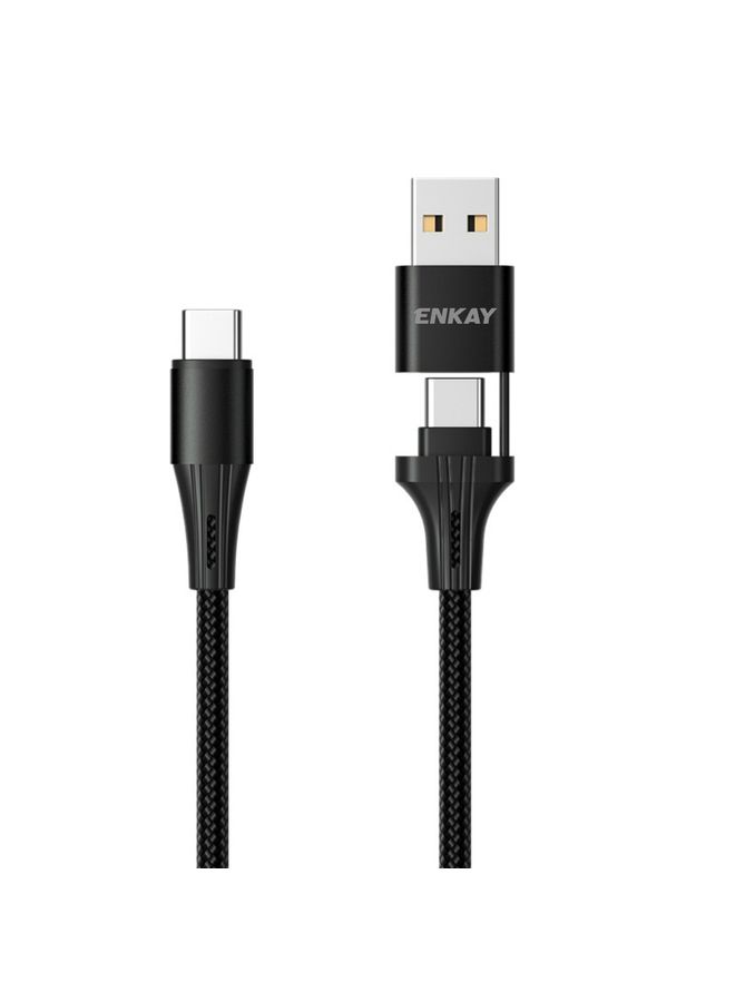 ENKAY PD100W 2 in 1 USB-A / USB-C to Type-C 5A Fast Charging Cable, Length: 1m - Image 1