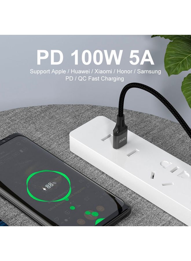 ENKAY PD100W 2 in 1 USB-A / USB-C to Type-C 5A Fast Charging Cable, Length: 1m - Image 4