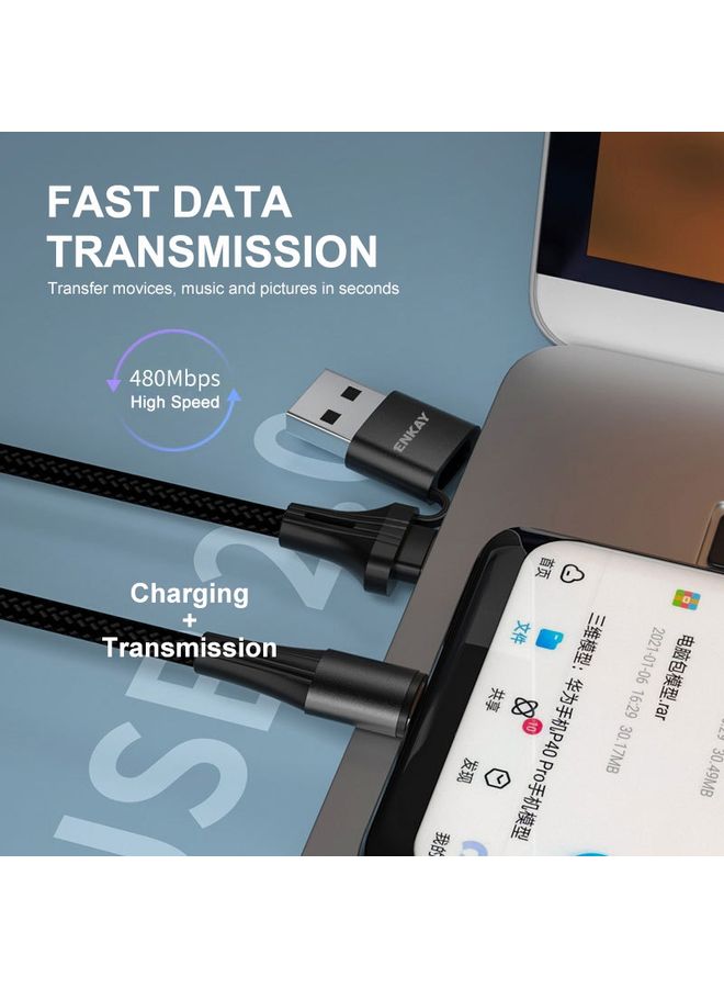 ENKAY PD100W 2 in 1 USB-A / USB-C to Type-C 5A Fast Charging Cable, Length: 1m - Image 5