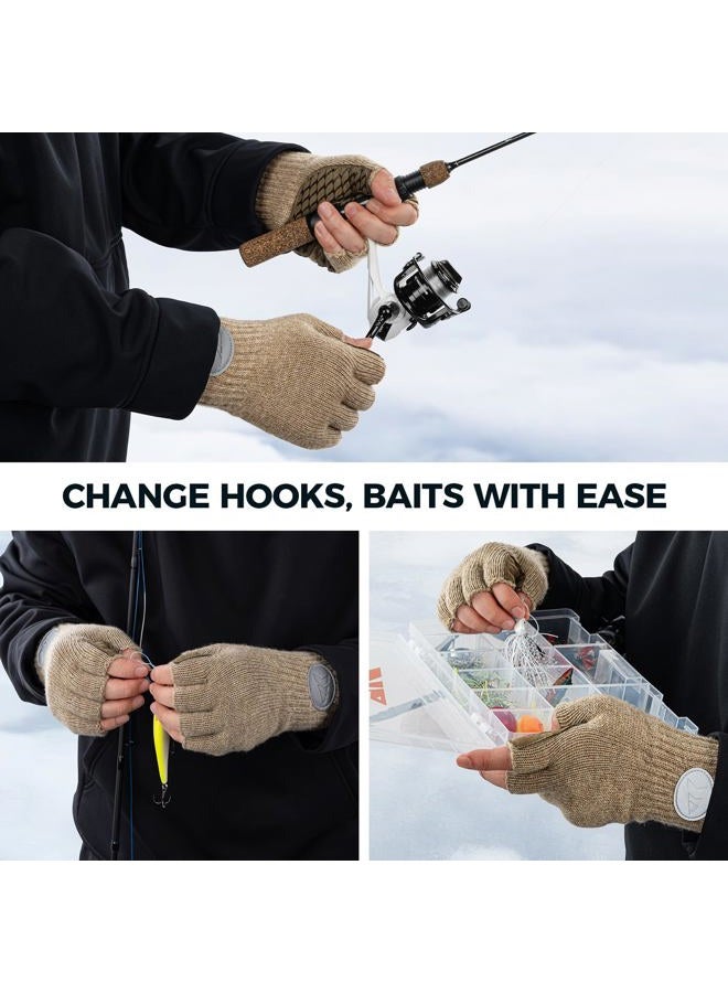 Kastking Bully Wooly Fingerless Wool Fishing Gloves, Cold Weather Warm Glove for Ice Fishing, Winter Gloves for Women & Men - Image 2