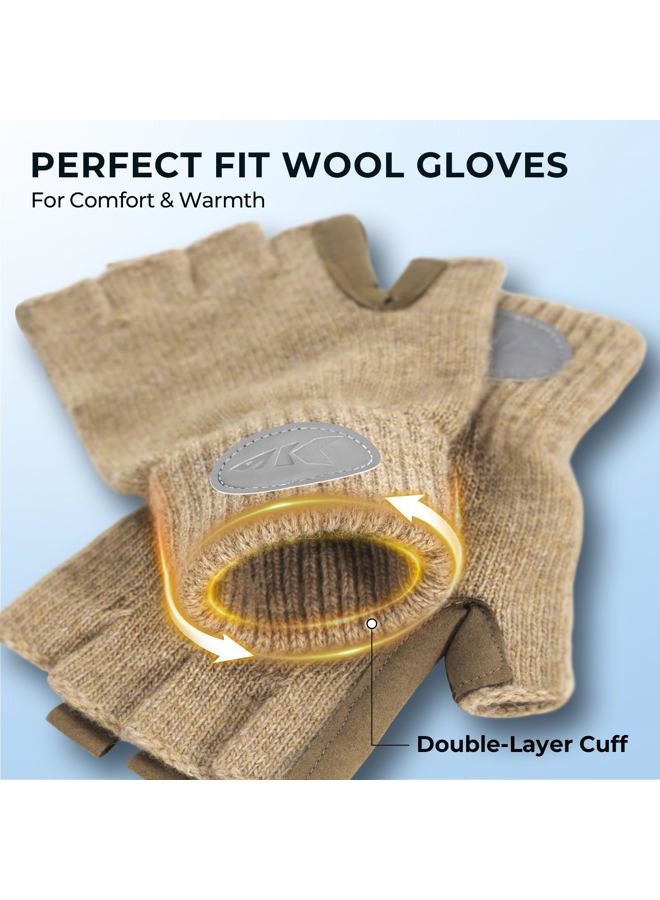 Kastking Bully Wooly Fingerless Wool Fishing Gloves, Cold Weather Warm Glove for Ice Fishing, Winter Gloves for Women & Men - Image 4