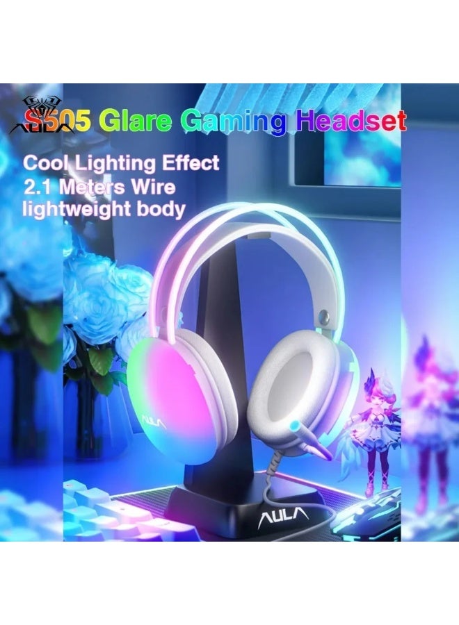 AULA AULA S505 Gaming Headset Esports Headphones Computer RGB Luminous Headband Transparent Earphone Wired Headset for PC Laptops  - Image 2