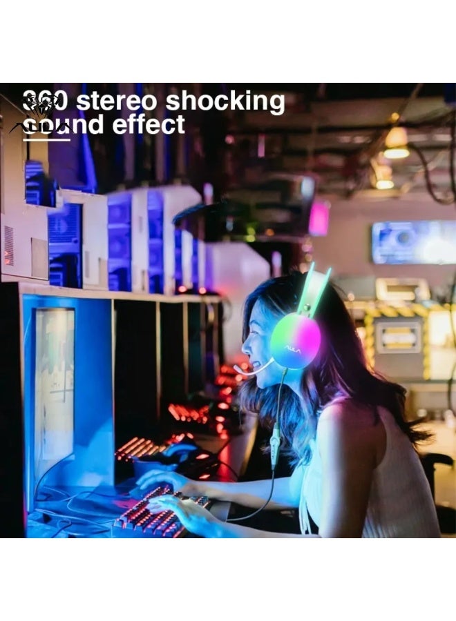 AULA AULA S505 Gaming Headset Esports Headphones Computer RGB Luminous Headband Transparent Earphone Wired Headset for PC Laptops  - Image 5
