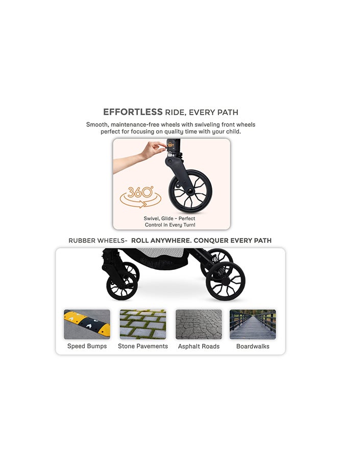 Neobreez QUINT Reversible Handle Lightweight Compact Travel Stroller, Foldable Baby Stroller, Pushchair, Toddler Baby Trolley, Waterproof UPF 50+Canopy,0-4yrs,22kg,3yrs Warranty - Image 4