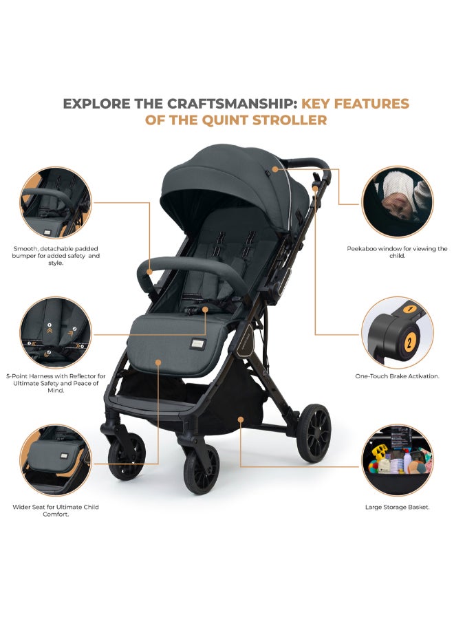 Neobreez QUINT Reversible Handle Lightweight Compact Travel Stroller, Foldable Baby Stroller, Pushchair, Toddler Baby Trolley, Waterproof UPF 50+Canopy,0-4yrs,22kg,3yrs Warranty - Image 4