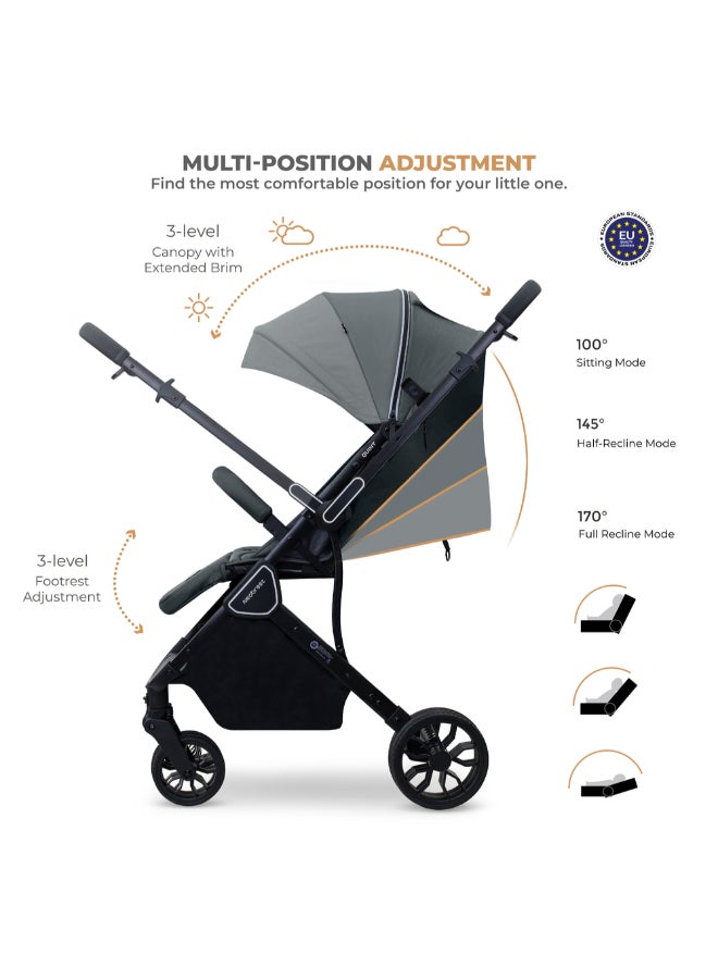 Neobreez QUINT Reversible Handle Lightweight Compact Travel Stroller, Foldable Baby Stroller, Pushchair, Toddler Baby Trolley, Waterproof UPF 50+Canopy,0-4yrs,22kg,3yrs Warranty - Image 3
