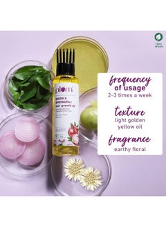 Plum Onion Hair Oil For Growth With Bhringraj Curry Leaf And Amla Oils ; For All Hair Types; Sulphate Free. Paraben Free ; 100% Vegan ; Promotes Growth Strengthens Hair Fibre ; 100 Ml  - Image 4