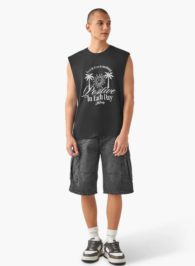 SP Characters Graphic Print Sleeveless Vest