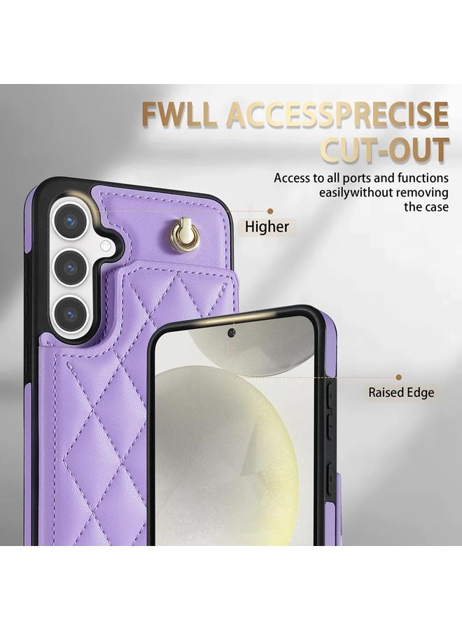 S-TOP Case For Samsung Galaxy S24 FE 5G Rhombic Dual Buckle Card Slots Phone Case with Lanyard - Image 4