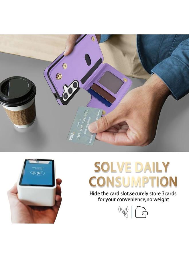 S-TOP Case For Samsung Galaxy S24 FE 5G Rhombic Dual Buckle Card Slots Phone Case with Lanyard - Image 5