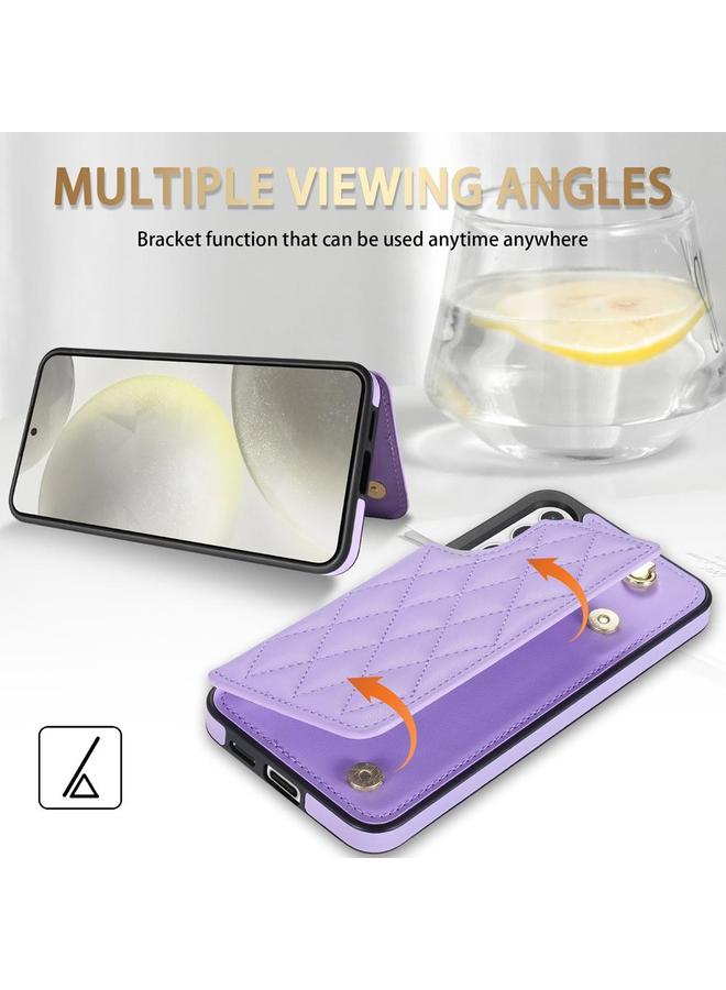 S-TOP Case For Samsung Galaxy S24 FE 5G Rhombic Dual Buckle Card Slots Phone Case with Lanyard - Image 3